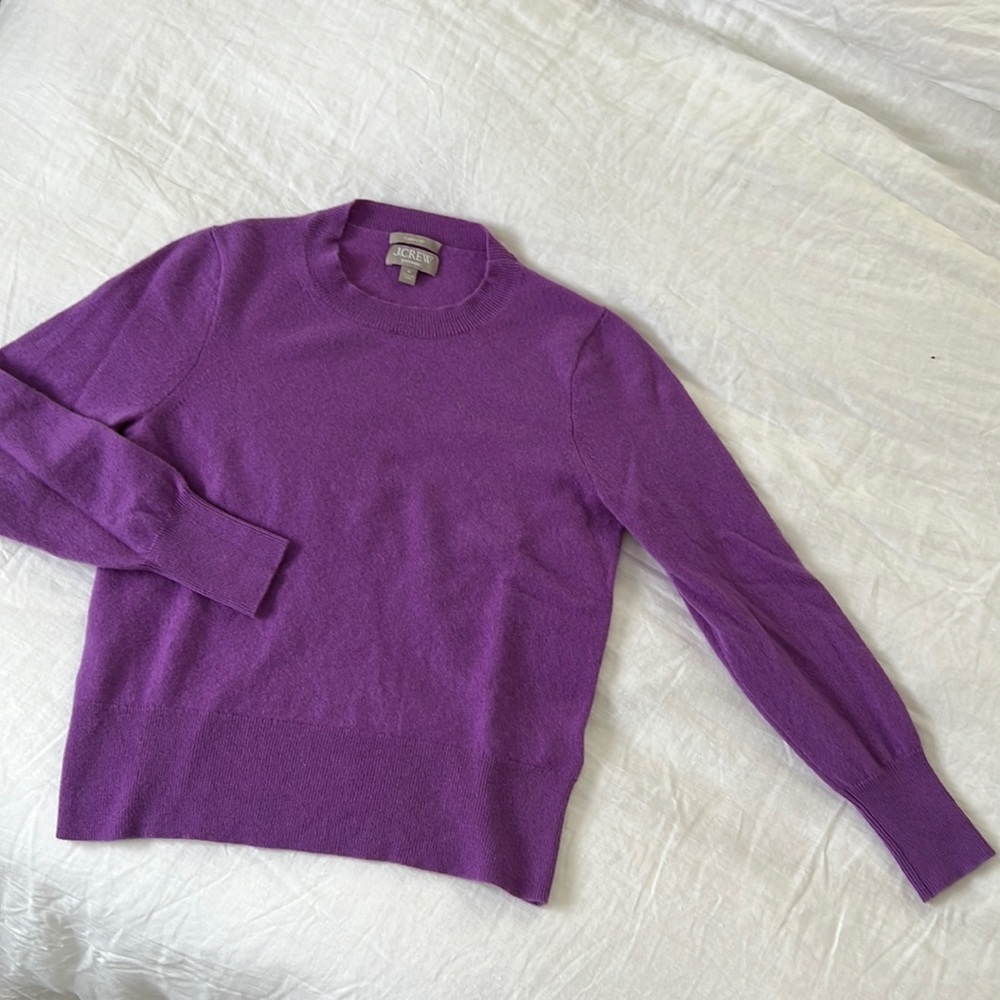 J Crew Purple 100% Cashmere Classic Fit Sweater
